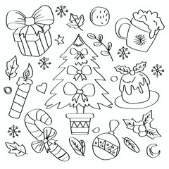 Hand-Drawn Christmas Elements Doodle Art drawing holiday