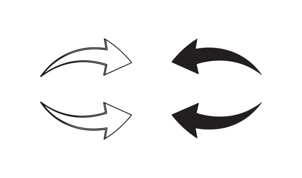 Two arrows facing each other isolated on white background