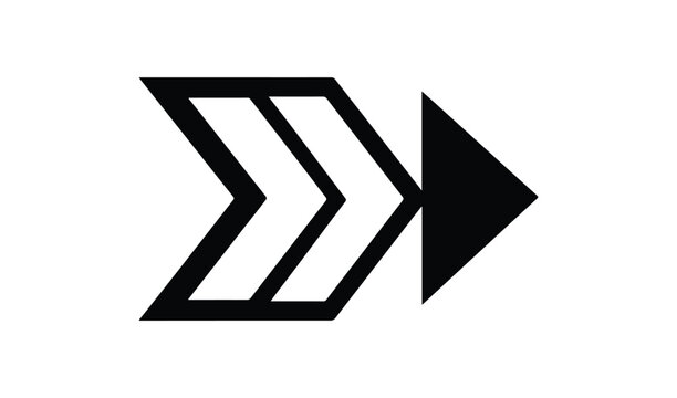 Black arrow pointing right isolated on white background