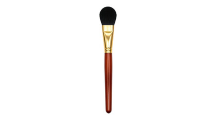 Isolated studio shot of a makeup brush with a wooden handle, no background, beauty tool