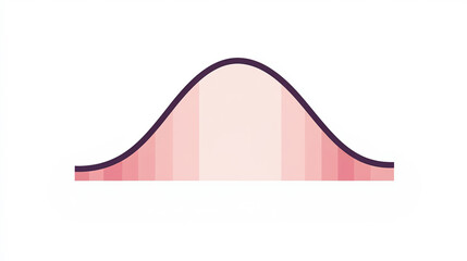 Stylized pink gradient bell curve representing normal distribution in statistics, used to illustrate probability, data analysis, and standard deviation
