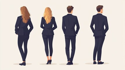 people, woman, vector, fashion, business, illustration, person, cartoon, suit, clothing, standing,