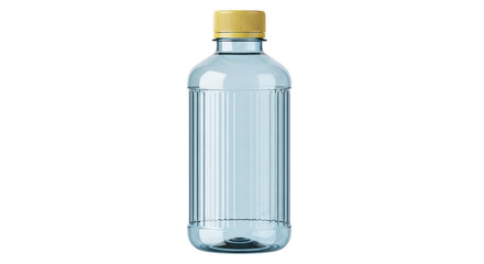 Isolated light blue water bottle with a yellow cap for hydration, on a simple background