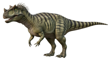 Fototapeta premium Isolated dinosaur with crest and horns standing, an extinct animal from the Jurassic period