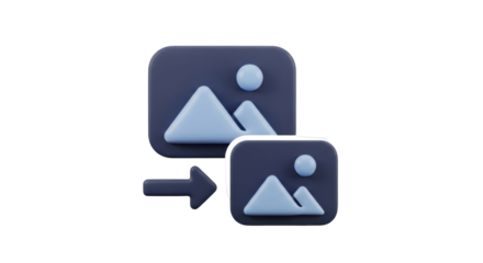 Isolated resizer icon with arrow moving from larger to smaller size indicating scaling