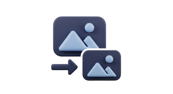 Isolated resizer icon with arrow moving from larger to smaller size indicating scaling