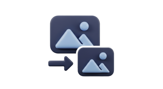 Isolated resizer icon with arrow moving from larger to smaller size indicating scaling