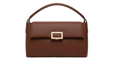Isolated brown leather shoulder handbag, modern luxury fashion for women, no background