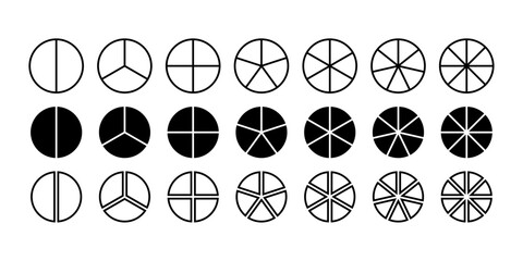 Circle pie chart diagram set