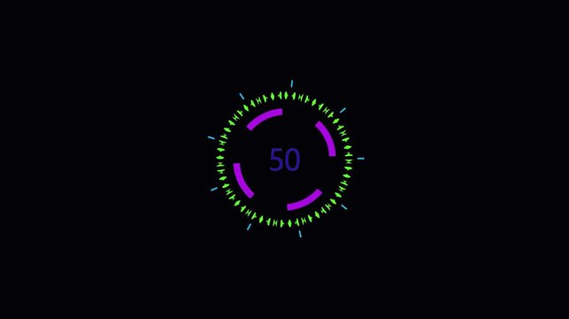0 to 100 animated circle pending icon wheel loading concept on black background