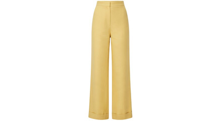 Isolated ochre woman's pants, wide leg tailored trousers for office or business casual look