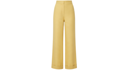 Isolated ochre woman's pants, wide leg tailored trousers for office or business casual look