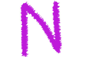 Vibrant neon purple letter n alphabet character graphic design element abstract symbol initial lettering Cloud, fog, Alfabet