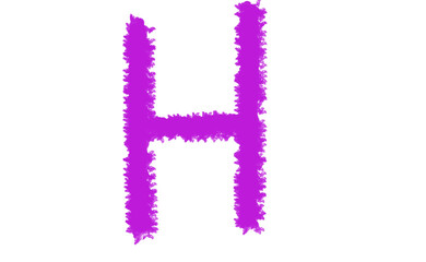 Bold magenta letter h character with jagged edges isolated on dark contrast backdrop symbol alphabet Cloud, fog, Alfabet