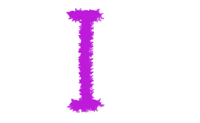 Abstract magenta 'i' letterform with textured edges against a dark void Cloud, fog, Alfabet