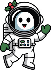 Space-faring Christmas Ghost Astronaut with Wreath Decorated Helmet	