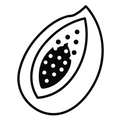 papaya slice vector line art icon
