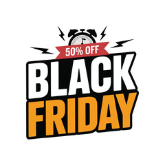 Black Friday 50% Off Sale Banner – Bold Shopping and Discount Promotion Design