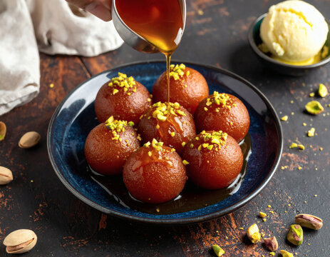 A closeup of delicious baked desserts like apple pie and chocolate cake with nuts and raisins on a white plate