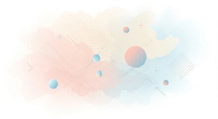Dotted Minimalist Vector Line Banner Floating in Abstract Pastel