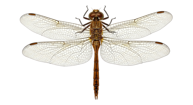 Isolated Dragonfly on plain background, a beautiful specimen of Brown Hawker in full view