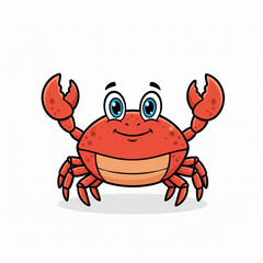 Fototapeta premium Whimsical cartoon crab waving hello with bright blue eyes and joyful expression, perfect for children's stories and playful designs
