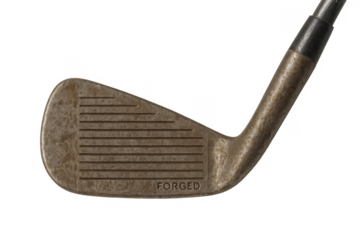 Vintage forged golf iron clubhead with transparent background