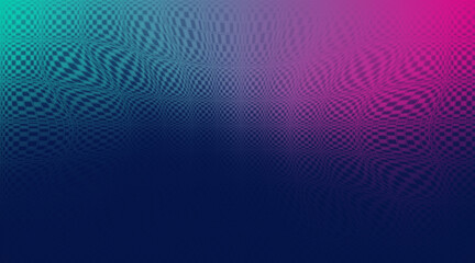 Fototapeta premium Curved Grid Pattern with Colorful Gradient Blue, Teal and Pink Abstract Wavy Texture