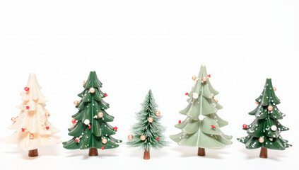 Fototapeta premium a set of Christmas trees on a white background isolated