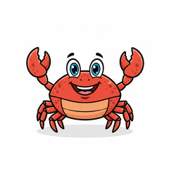 Joyful cartoon crab with wide smile and raised claws, perfect for playful designs and ocean-themed projects