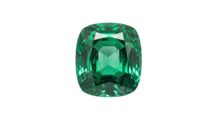 Isolated green gem, cushion cut, rare tourmaline, natural gemstone, valuable, fine jewelry