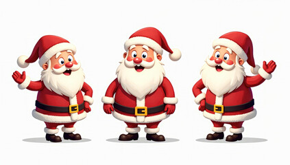 Obraz premium a set of funny Santa Claus on a white background