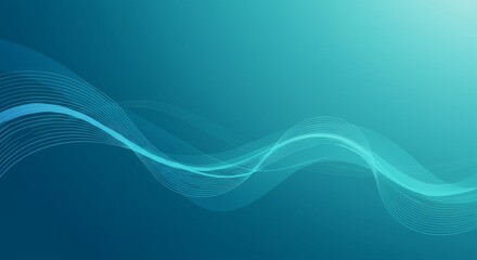 Wave Stroke Minimalist Vector Line Banner in Gradient Ocean Style