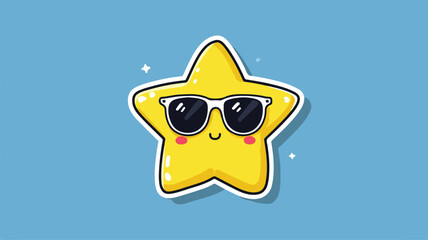 Cute Yellow Star Sticker with Emoticon Cartoon Design for Adorable Creations