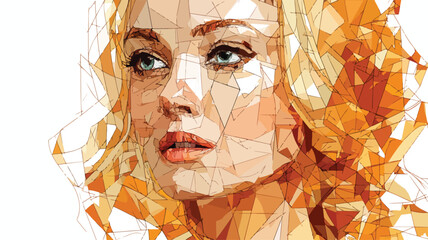 Modern Low Poly Blonde Woman Portrait Illustration for Graphic Design Projects