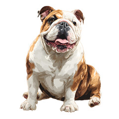 Obraz premium Smiling English Bulldog Brown Sitting Realistic Portrayal