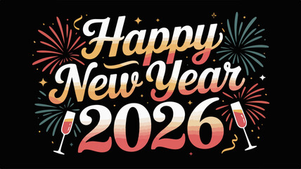 happy new year 2026 typography, happy new year 2026 calligraphy, happy new year 2026 