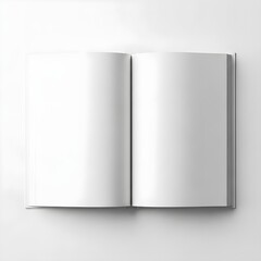 Naklejka premium Blank open book mockup with clean white pages on a minimalist white background