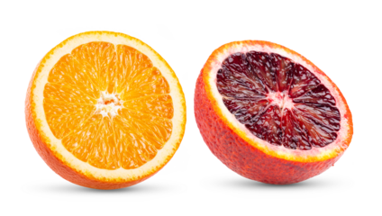 orange with blood orange isolated on transparent png ( image from camera )