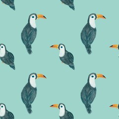 seamless pattern of hornbill or toucan bird. ready for print for book cover, fabric, textile.