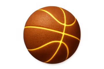 Basketball glowing lines brown color orange light