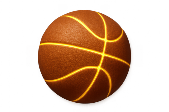 Basketball glowing lines brown color orange light