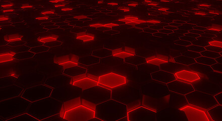 Abstract Red Hexagonal Pattern Background for Digital and Technological Designs