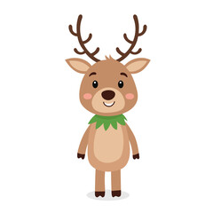 Vector cartoon deer isolated in transparent background. Decorative Character mascot. EPS 10