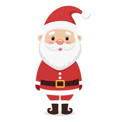 Vector cartoon Santa isolated in transparent background. Decorative Character mascot. Christmas clipart of a jolly Santa Claus. EPS 10

