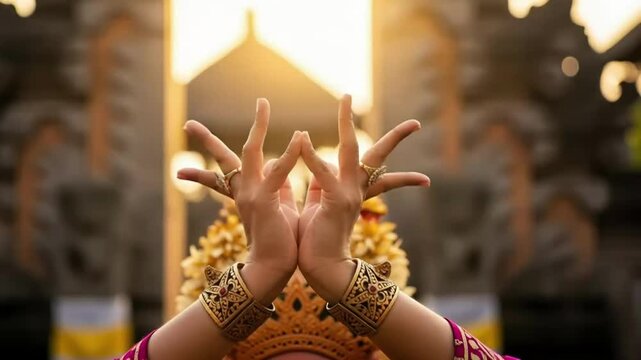  Balinese Dance: Hands in Traditional Gesture. This image captures the intricate beauty of Balinese dance through a close-up of a dancer&rsquo;s hands performing a traditional mudra (hand gesture). 