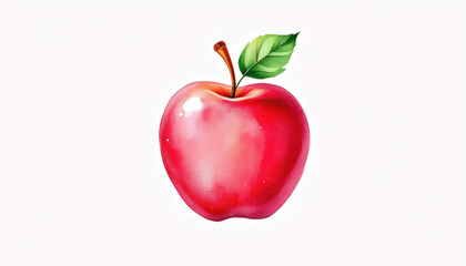 Fresh Red Apple with Leaf on a Light Background for Illustrations