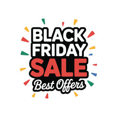 Black Friday Sale Banner with Colorful Confetti and Bold Typography