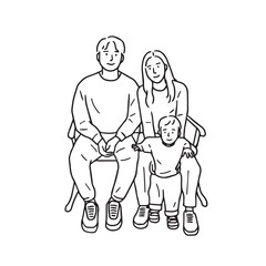 Illustration of a young couple holding their child — family and parenthood vector