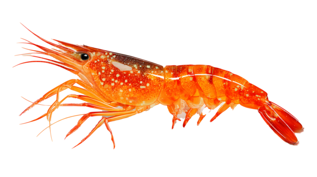 Illustration of a red shrimp on a white background . - Powered by Adobe